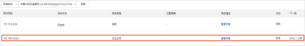 查看路由策略-CCN访问IDC