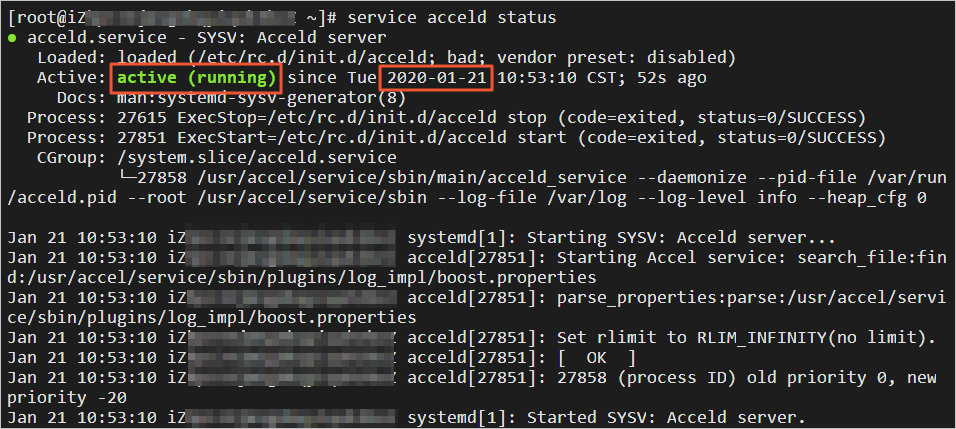 acceld service状态