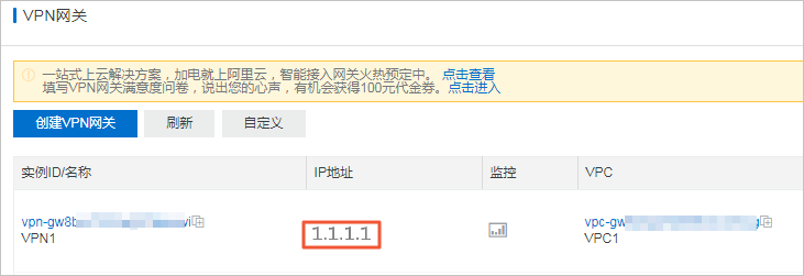 VPN网关公网IP