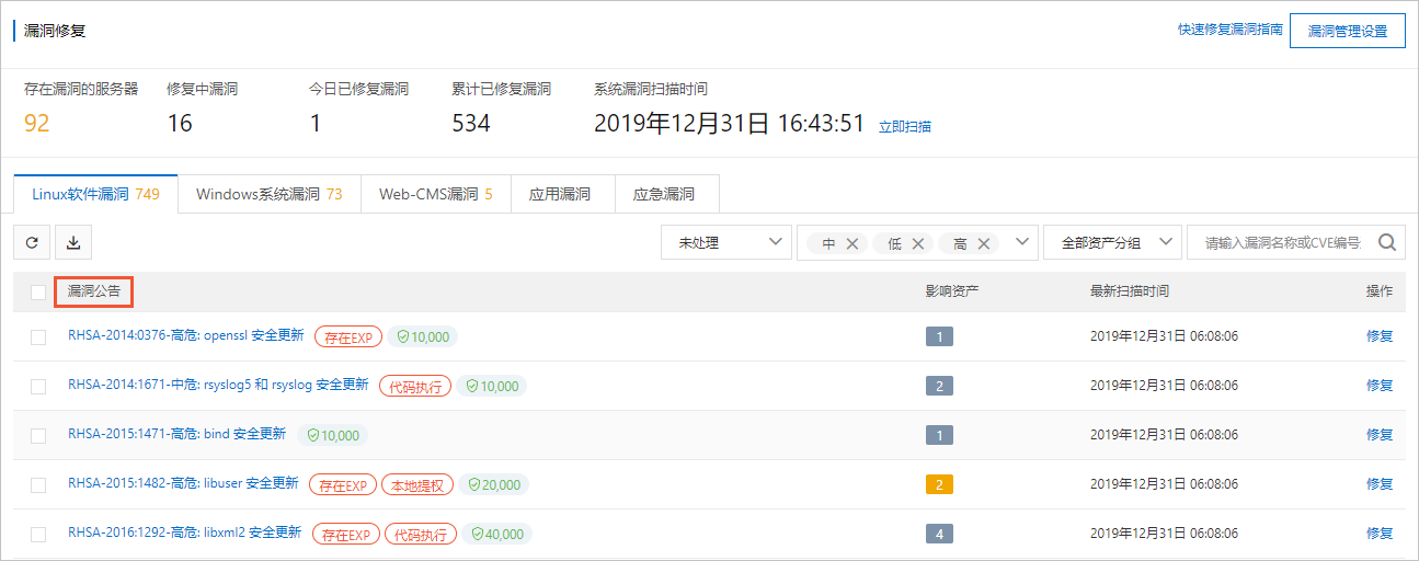 漏洞公告